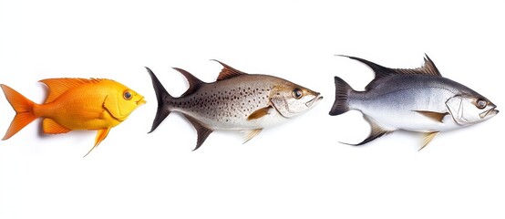 Fototapeta premium Vibrant Tropical Fish Collection on White Background for Design Use