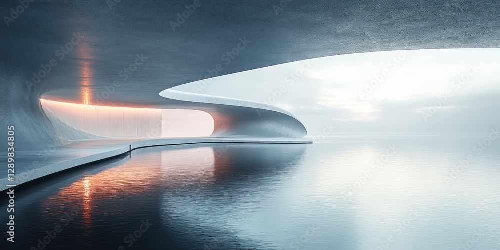 Aufkleber abstract gray landscape minimalist modernist art soft muted lighting linear patterns simple form