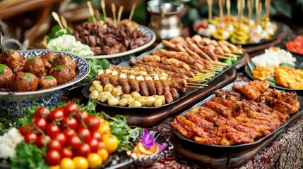 Fototapeta premium Colorful Array of Grilled Cuisine on a Festive Table