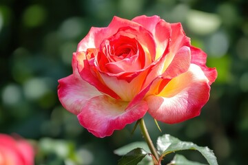 Bright Rose Blossom in Sunlit Garden