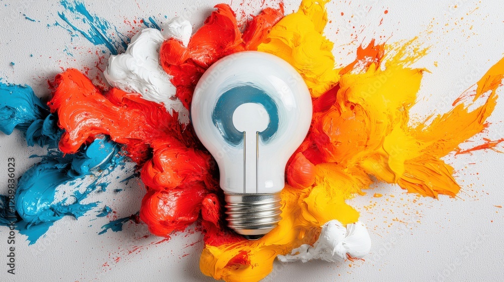 Aufkleber vibrant abstract image depicting a burst of creative energy and with a glowing light bulb at the cen