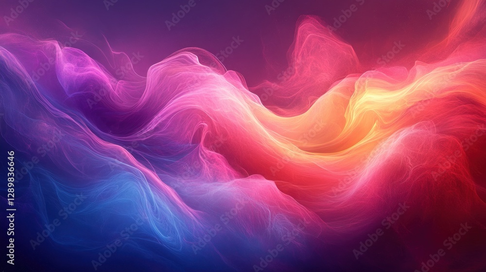 Poster neon gradient wave design with abstract shapes and glossy colors