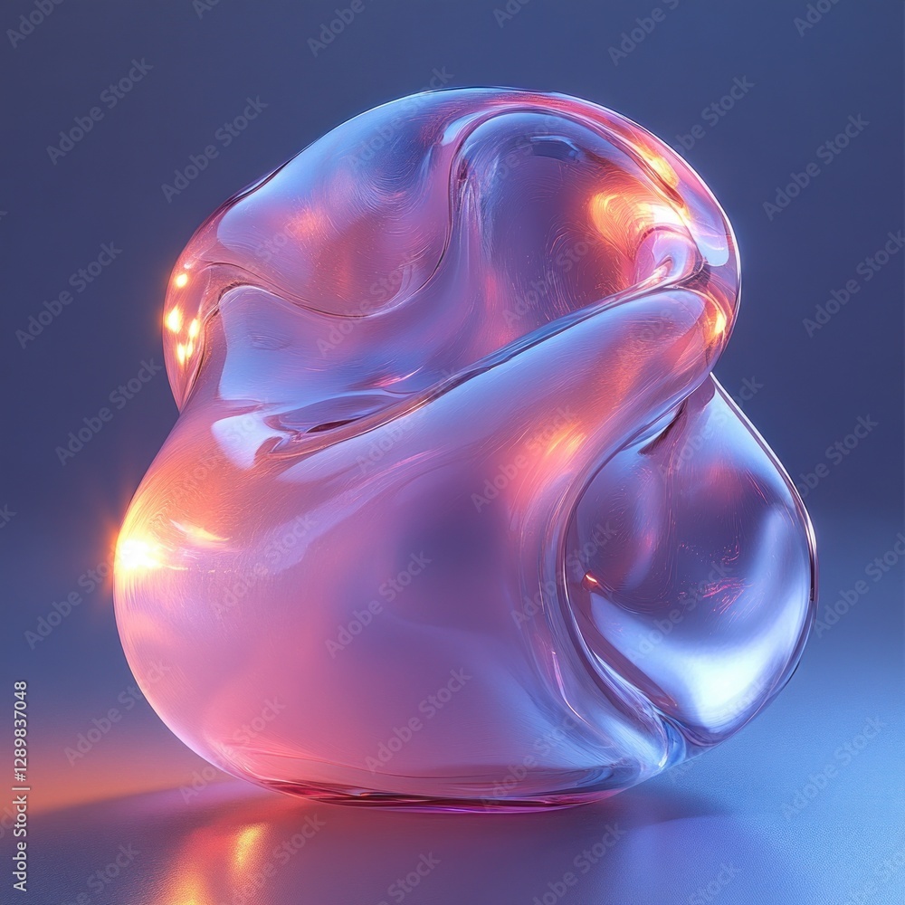 Aufkleber abstract 3d fluid shape holographic design element with iridescent glossy finish