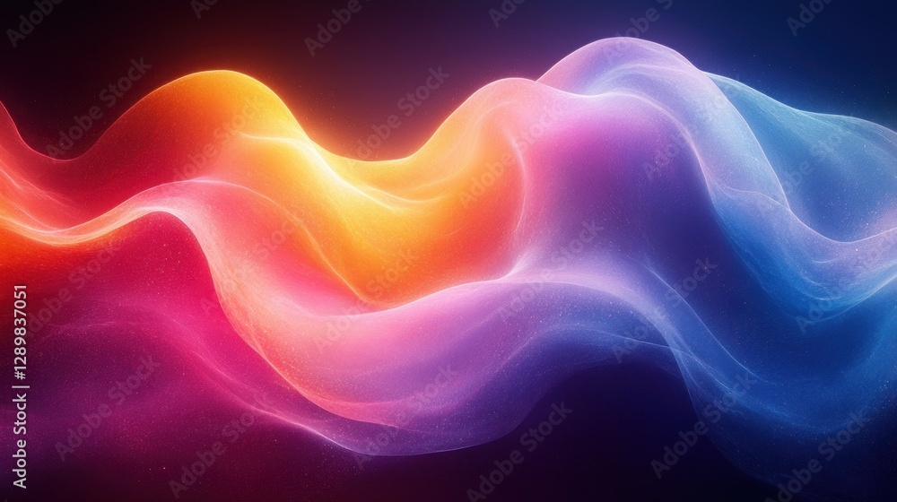 Poster neon gradient abstract wave design element in holographic colors for modern decoration