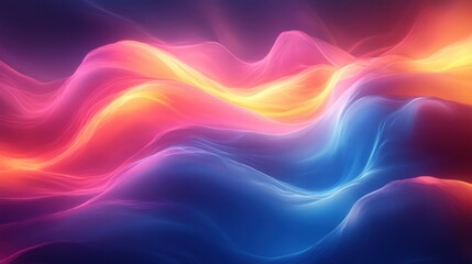 Vibrant Abstract Wave Design with Neon Colors and Soft Backlighting for Dynamic Movement