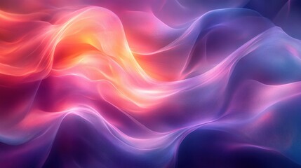 Obraz premium Vibrant Abstract Background with Twisting Fluid Shapes and Holographic Waves in Purple and Blue Tones