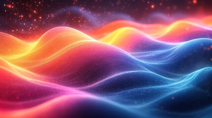 Abstract Wavy Neon Gradient Design Element in Vibrant Colors