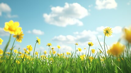 Fototapeta premium Vibrant Yellow Flowers in a Sunny Field