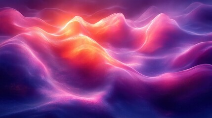 Obraz premium Abstract Flowing Geometric Shapes in Vibrant Ultraviolet and Pink Neon, Liquid Background for Creative Designs