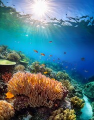 Obraz premium 色鮮やかな熱帯魚と珊瑚の楽園