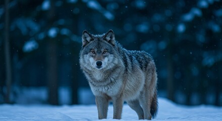 Fototapeta premium wolf in winter forest