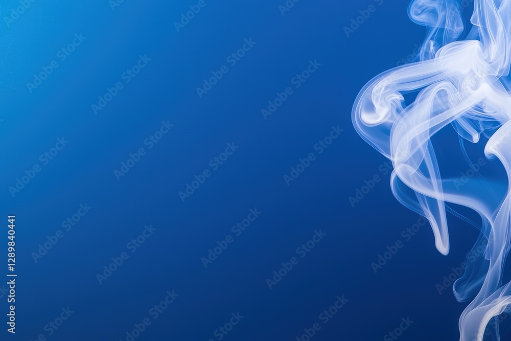 Aufkleber a soft swirl of white smoke against a deep blue background creates a calming and ethereal atmosphere