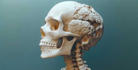 Detailed Human Skeleton Anatomical Illustration with Realistic Bone Structures and Soft Natural Lighting