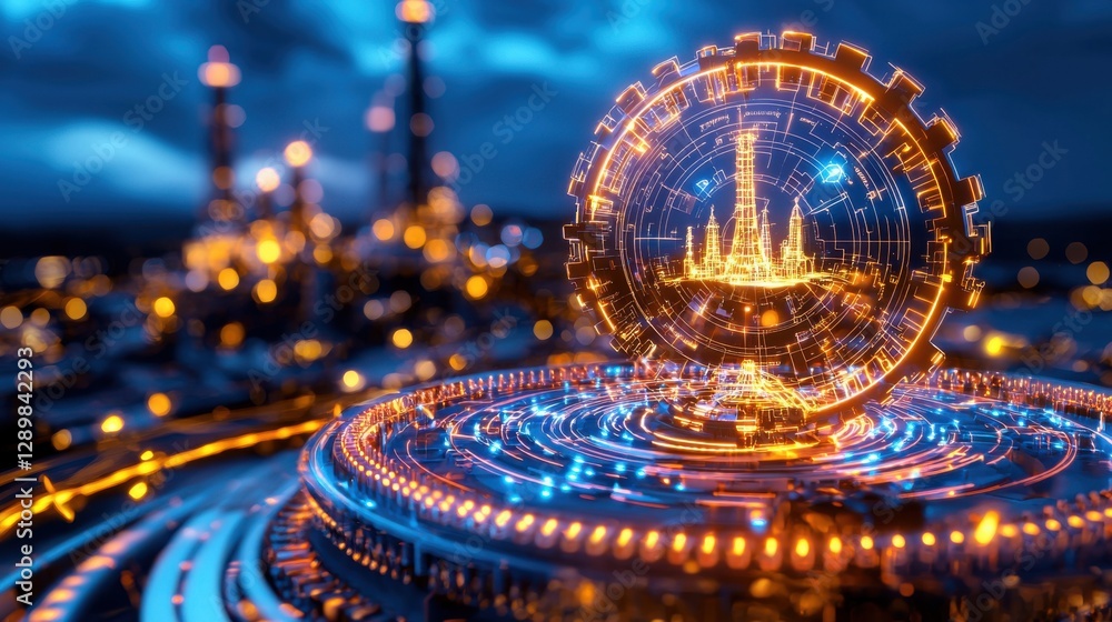 Poster futuristic glowing concentric spheres or globes with mesmerizing energy pulses and light patterns in