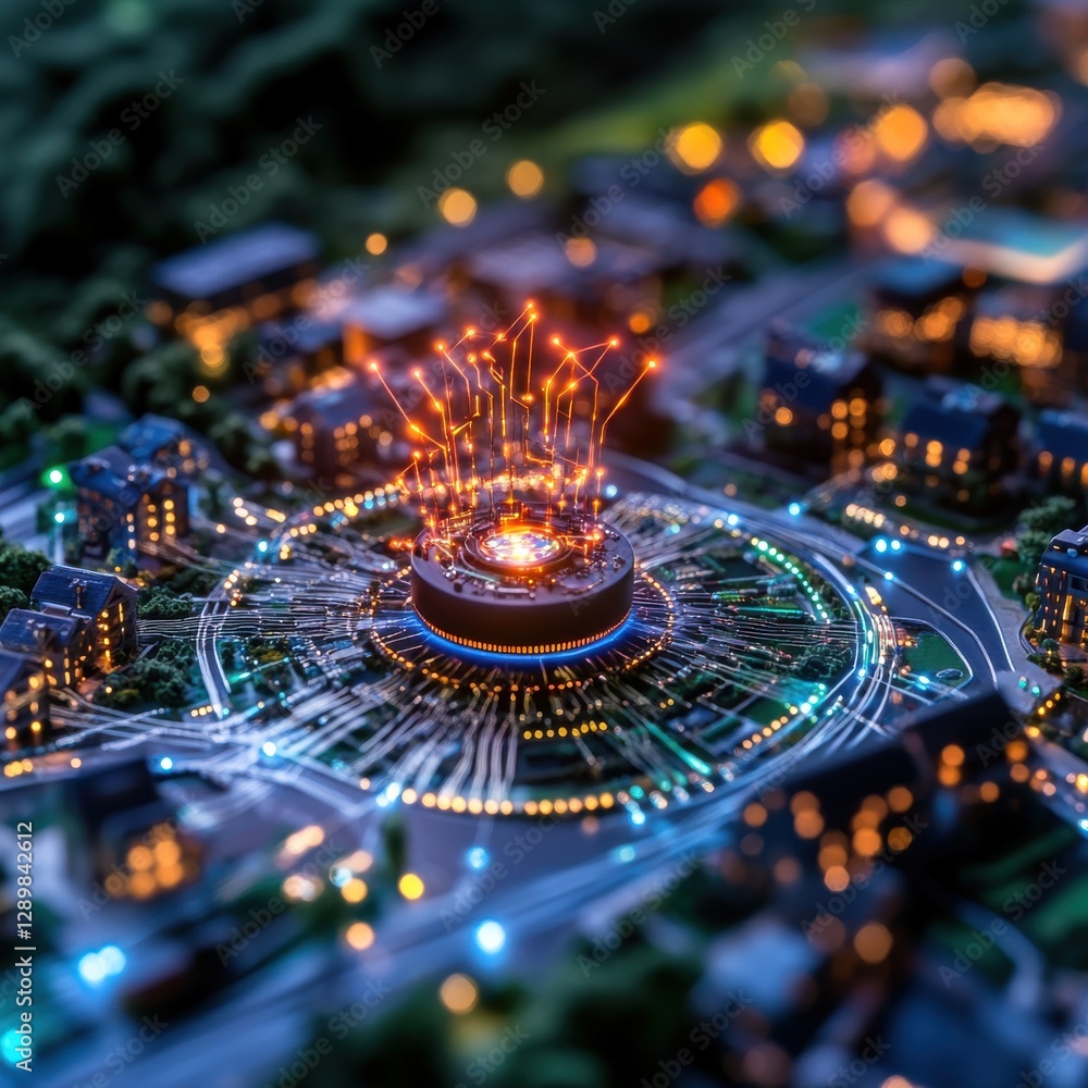 Aufkleber captivating abstract image showcasing a glowing futuristic circuit like landscape with vibrant neon 