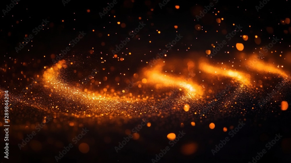 Poster golden bokeh lights soft focus warm glow against black background abstract pattern for elegant decor