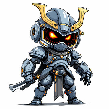 recommend clip art: Chibi Samurai Robot Character