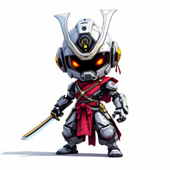Obraz premium Chibi Samurai Robot Character