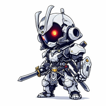 recommend clip art: Chibi Samurai Robot Character