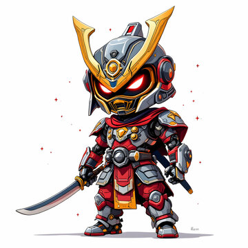 recommend clip art: Chibi Samurai Robot Character