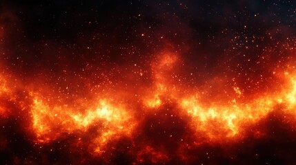 Raging Firestorm in Flickering Flames of Red and Orange