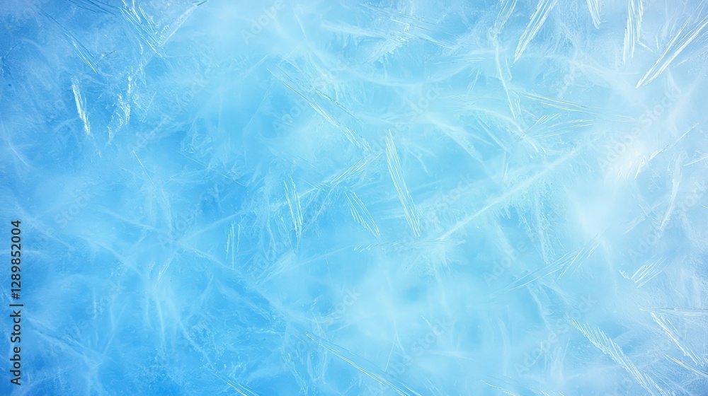 Poster a soft blue background with delicate, icy patterns resembling frost creates a serene and chilly atmo