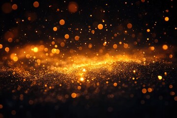 Golden bokeh lights background abstract pattern soft glow shimmer shine blurred radiance artistic overlay illumination