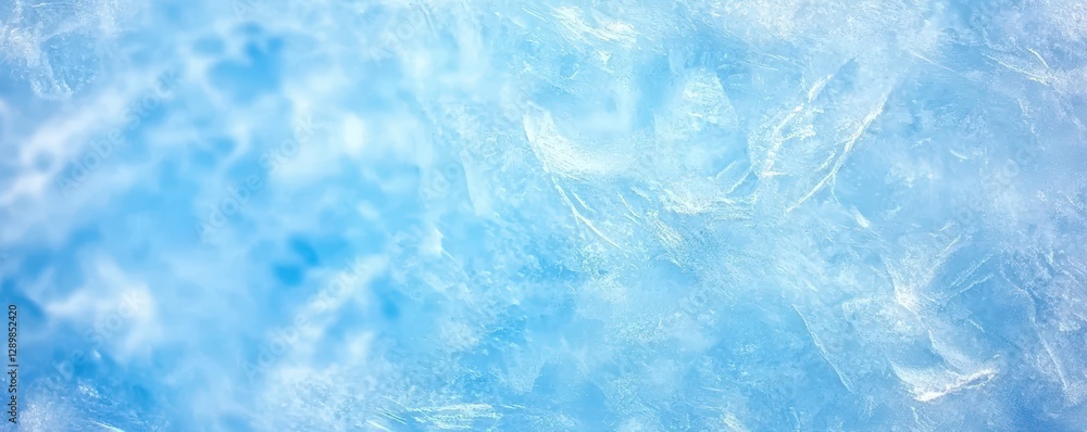 Poster a close-up image showcasing a textured blue surface, resembling ice or frost, with variations in lig