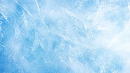 A wintry blue background with delicate, wispy frost patterns, evoking a serene, chilly atmosphere.