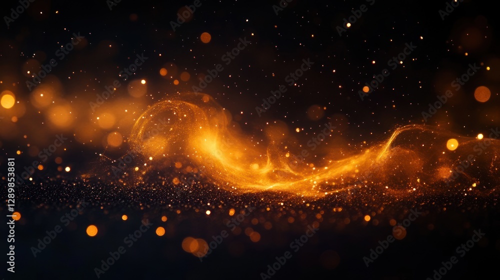 Poster Golden Bokeh Lights Soft Focus Warm Glow Abstract Pattern Background