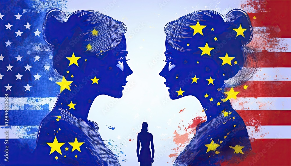 Poster promoting unity: u.s.-europe relations through artistic expression
