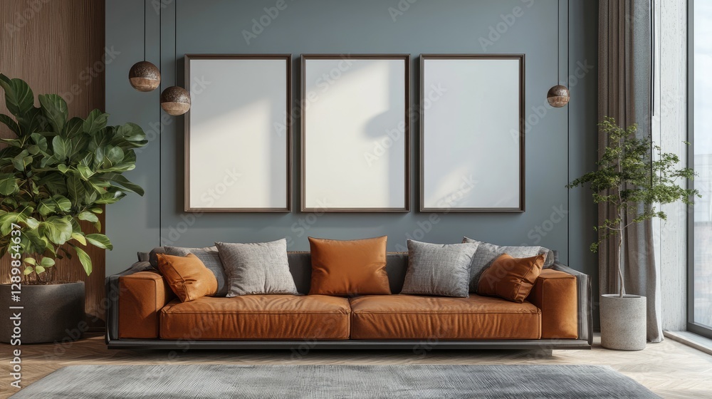 Poster a sophisticated mockup of a photo frame gallery wall with various frame designs, ready to be filled 