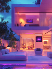 home with AI-controlled lighting