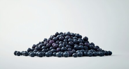 Fresh Blueberries Piled High on a Minimalist Background