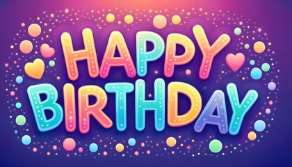 Happy Birthday Text Festive Background Postcard