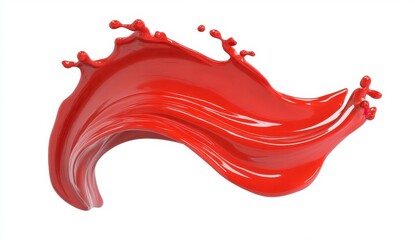 Vibrant Red Paint Splash on White Background with Artistic Flowing Motion