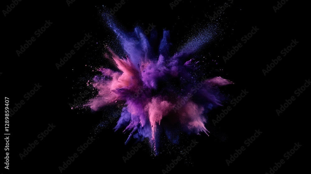 Poster a vibrant colored powder explosion against a dark background, creating a bold and energetic splash o