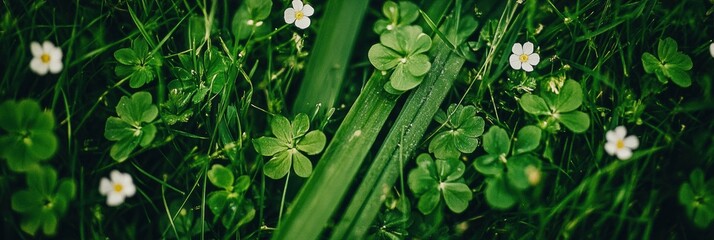 Obraz premium Green fresh grass lawn in Spring.