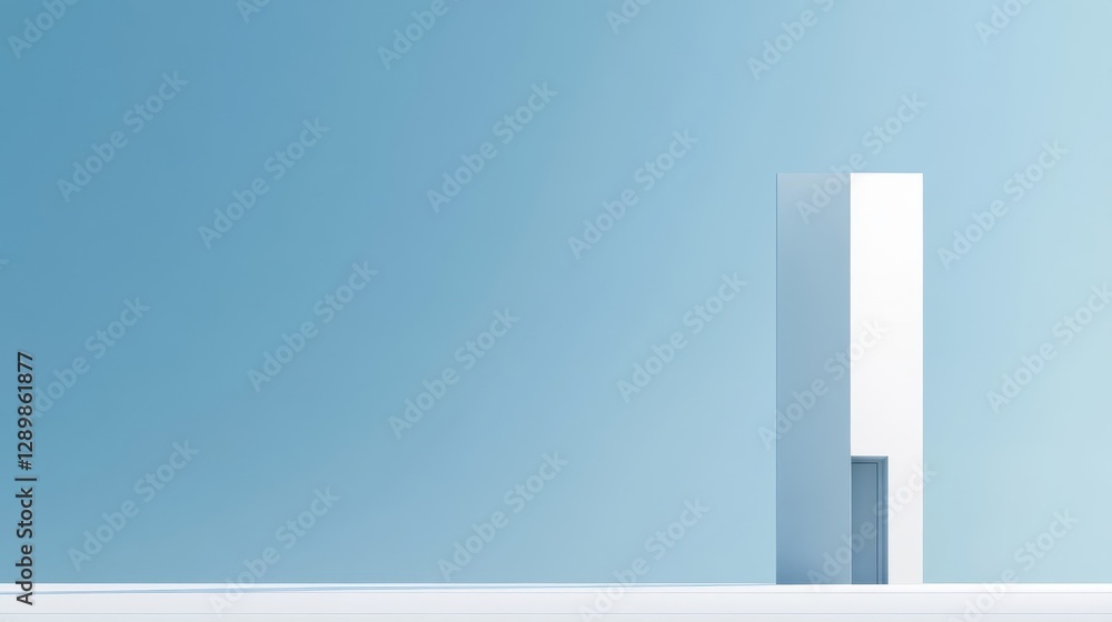 Poster minimalist white building with an interesting color background and design