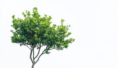 Lush Green Tree Isolated on White Background for Minimalist Design