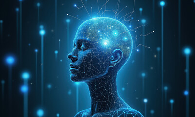 Obraz premium AI Woman, Digital Brain, Network, Tech - AI & Machine Learning