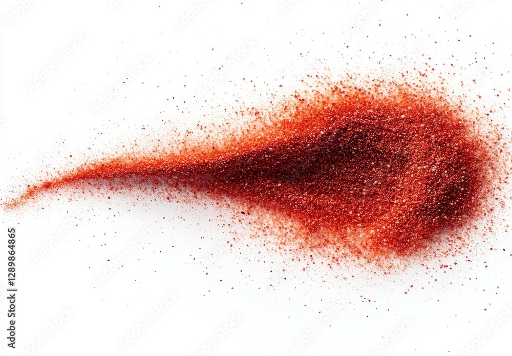 Aufkleber red powder dust explosion on white background showcasing fine texture, vivid color, and dynamic shap