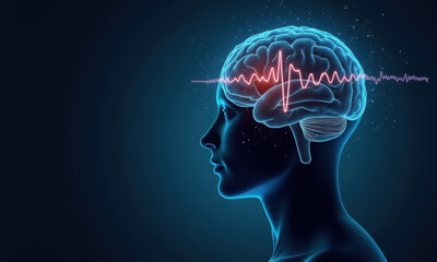 Fototapeta premium Brain Waves, Neurological Activity, EEG - Medical illustrations