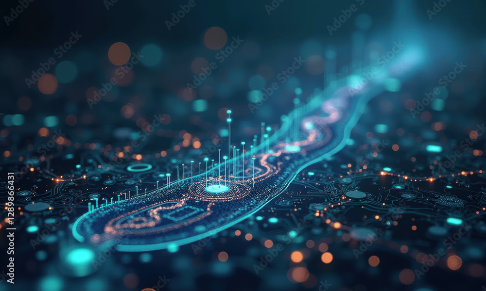 Poster futuristic data stream, digital network - abstract data visualizations