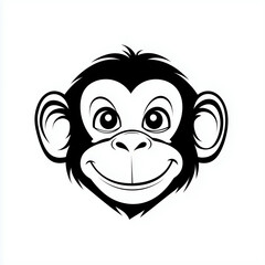 Obraz premium Playful Cartoon Monkey Illustration - Adorable Safari Animal Vector in Black & White