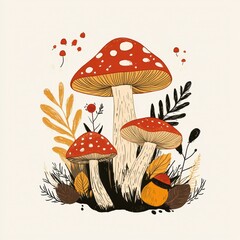 Collection illustration of various type of mushroom