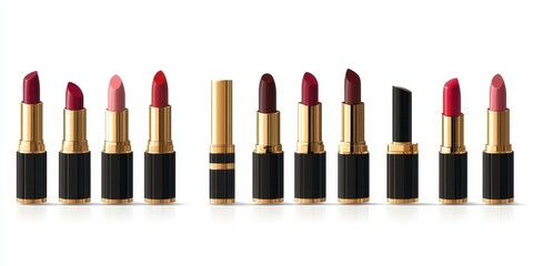 Obraz premium Assortment of Colorful Lipsticks in Elegant Packaging Display