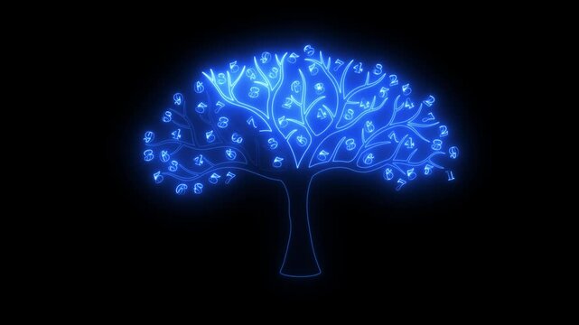 Physical concept, tree from the mathematical equations and formulas, Art tree with math symbols 4K Video motion graphic animation.