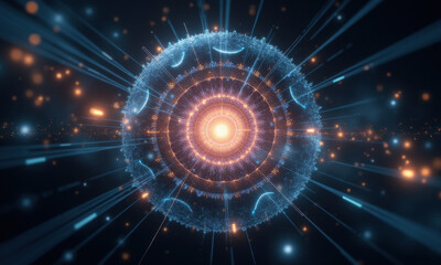 Obraz premium Glowing Orb, Futuristic Energy, Abstract Tech - AI & Artificial Int.