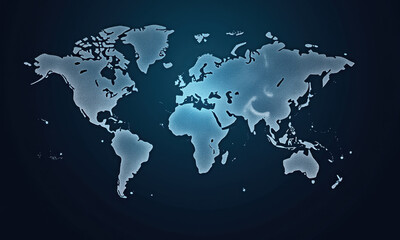 Fototapeta premium Glowing World Map, Global Network, Digital Earth - Tech & Futuristic
